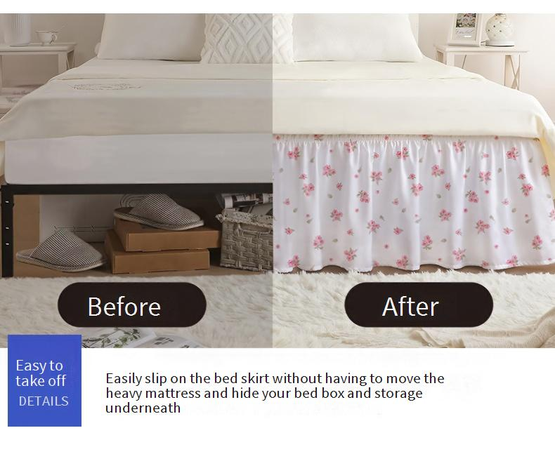 Gonna da letto elasticizzata con design antiscivolo - Volant profondo per proteggere il materasso (tessuto elasticizzato per letto matrimoniale/king size)_voghion.com
