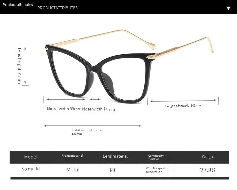 Montature per occhiali da donna, occhiali da vista grandi, a forma di occhio di gatto, semplici, alla moda, rotondi, miopi_voghion.com