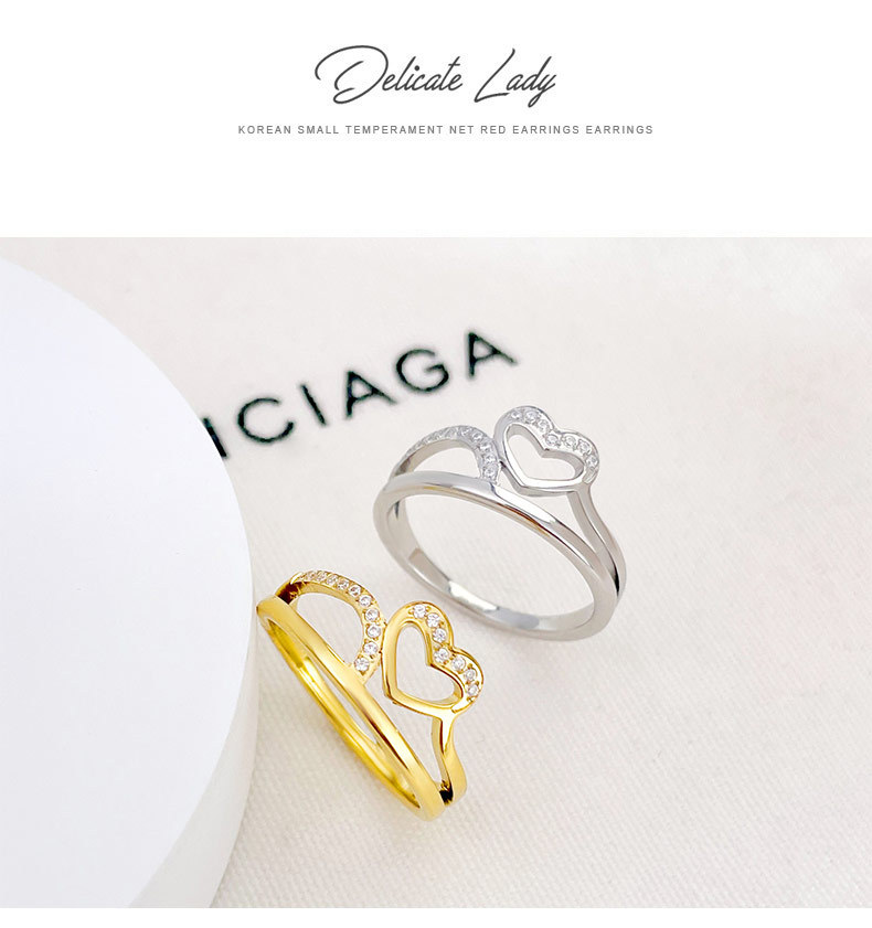 Damenschmuck Modisch Romantisch Kreativ Beliebte Accessoires Schlicht Leicht Luxus Nische Kleiner Herz Design Ring_voghion.com