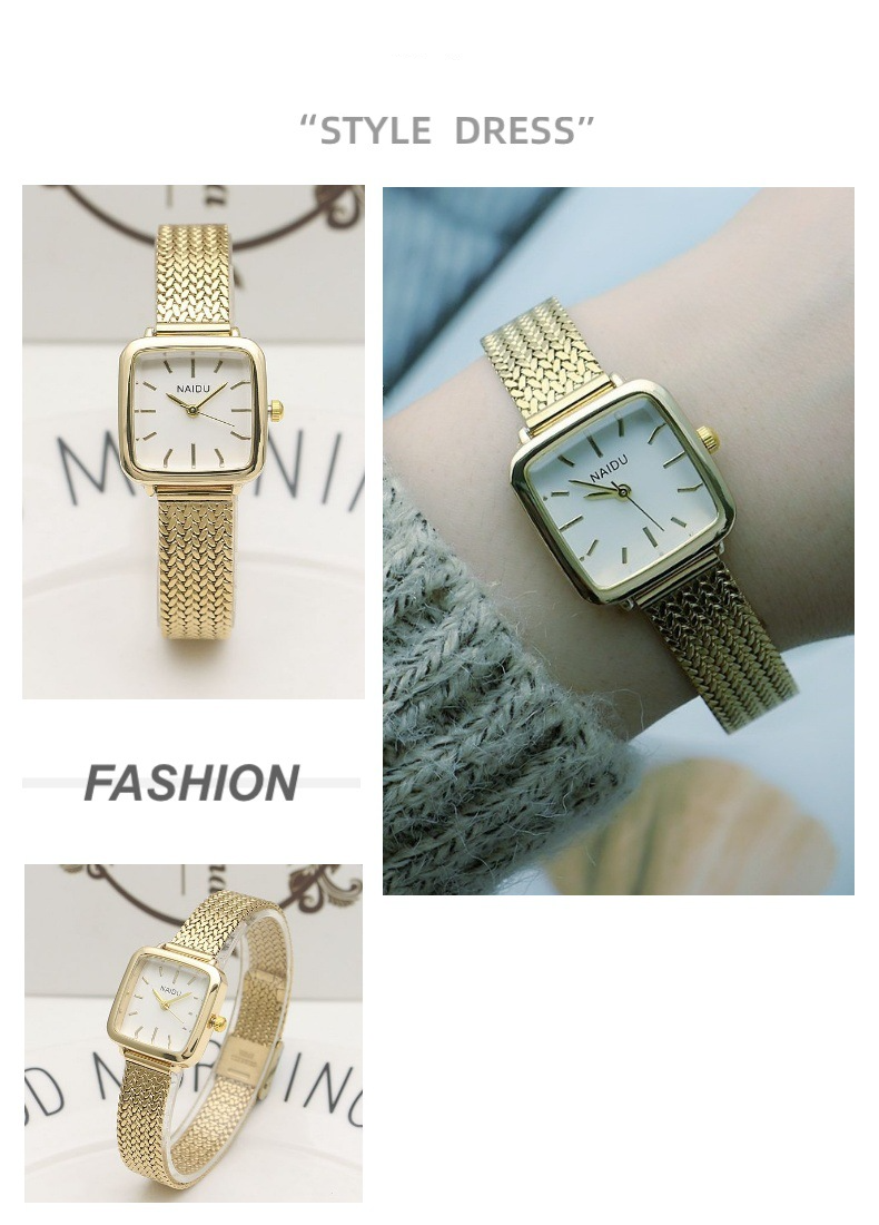 Orologi da donna con cinturino quadrato a spina di pesce in bambù, orologio da ragazza, cinturino in rete per studenti, orologio da ragazzo, orologio al quarzo in stile foresta, piccolo e fresco_voghion.com