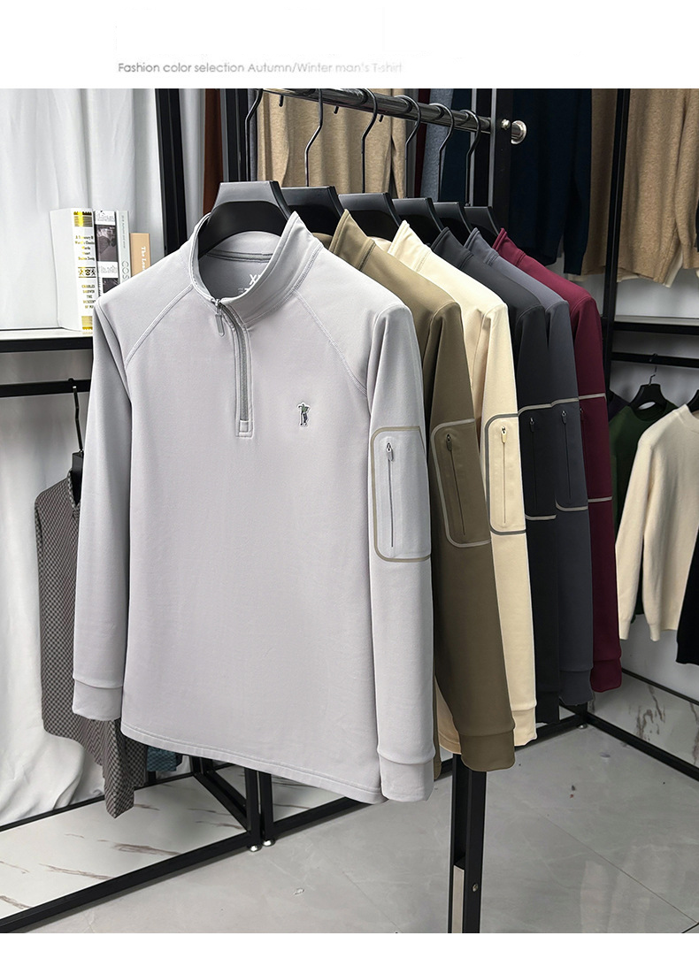 Herren-Sweatshirt mit halbem Reißverschluss und Stehkragen – Verdickter, bequemer Langarmpullover für die Freizeit_voghion.com
