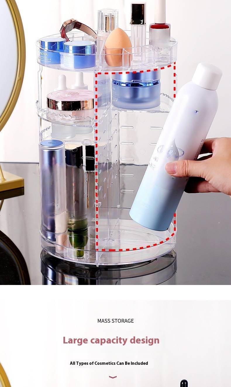 Rotierender Make-up-Organizer – Transparente Kosmetik-Aufbewahrungsbox aus PP-Kunststoff mit individuellem Logo – Moderner Kosmetik-Organizer_voghion.com