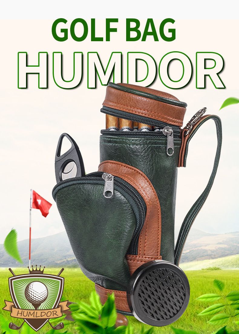 Portable Multifunctional Cigar Bag, PU Leather 8-Piece Cigar Storage Bag With Built-in Moisturizer And Cigar Cutter_voghion.com