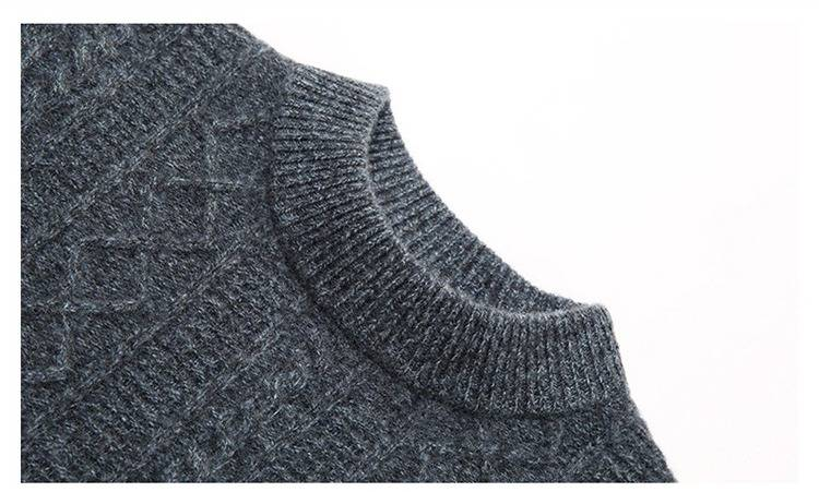 Dikke wollen gebreide trui voor heren - warme ronde hals trui voor herfst en winter, klassieke casual stijl, zacht en ademend (meerdere kleuren en maten)_voghion.com