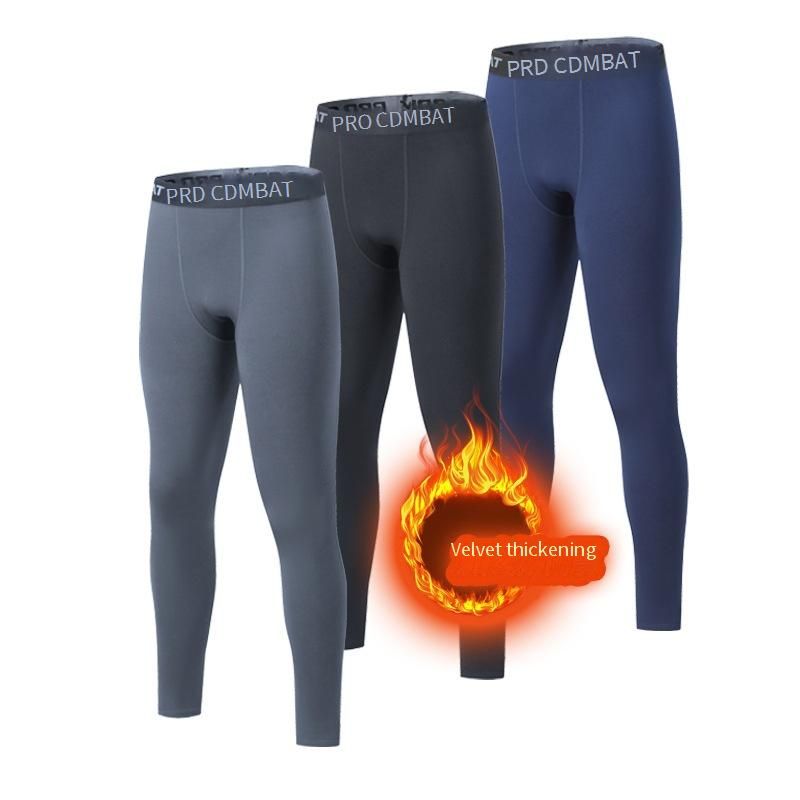 Men's Fleece-Lined Compression Workout Pants - High Elasticity, Quick-Dry, Thermal Training & Basketball Leggings For Gym & Outdoor Sports_voghion.com