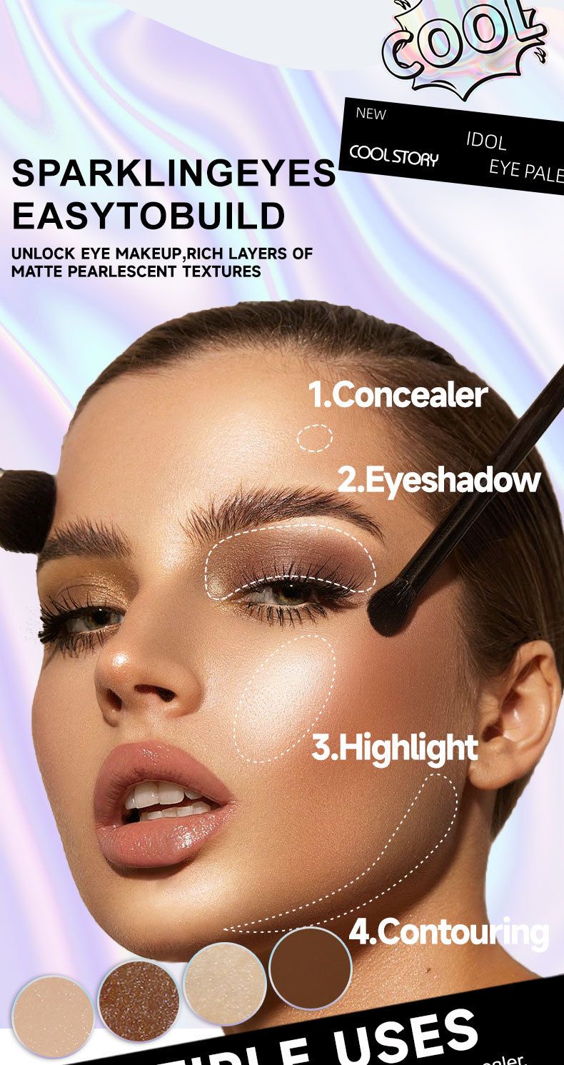 Coolstory 8-color Eye And Face Highlighter Eyeshadow Brightening And Concealing Multi-functional Makeup Palette_voghion.com