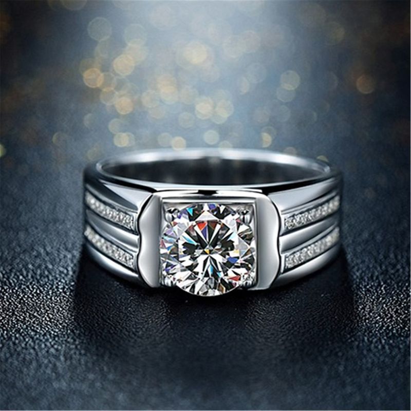 European American New Style Simulated Bold And Unique Double Row Full Diamond Micro Pave Men's Ring, Valentine's Day_voghion.com