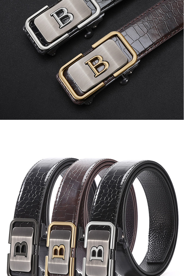 Men's belt fish print inside wear toothless belt fashion casual belt_voghion.com
