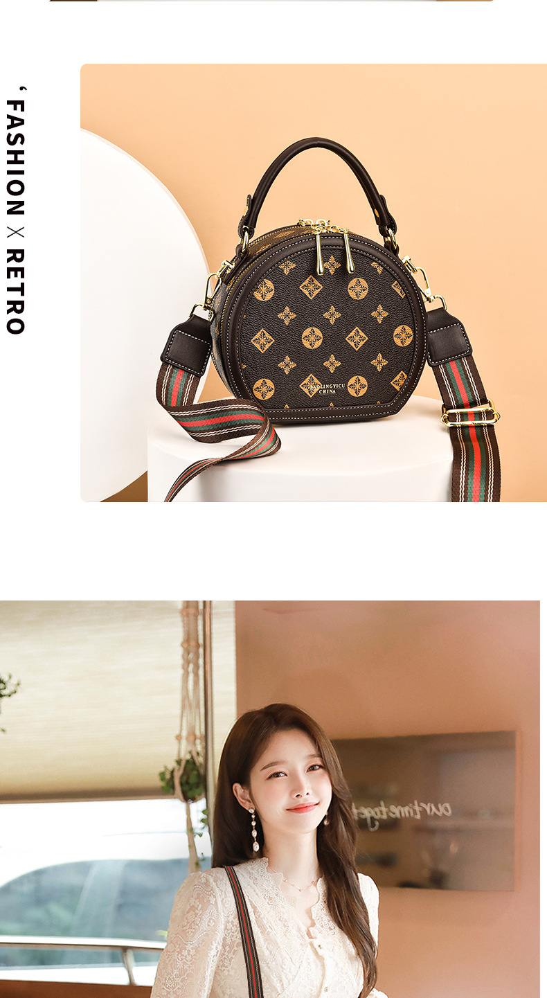 Piccola borsa rotonda Cake Girl a scacchiera con tracolla in corsivo_voghion.com