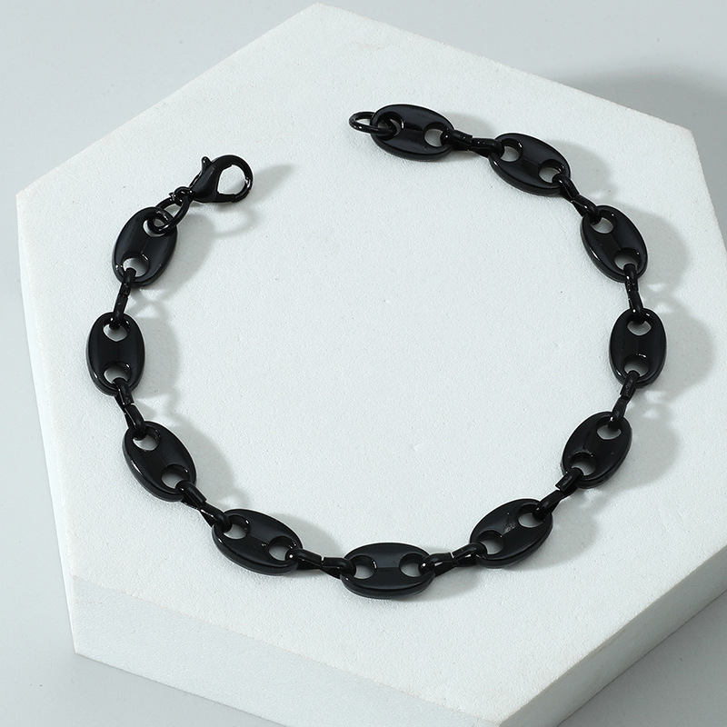 Collana Hip Hop Bracciale Set Uomo Donna Chicchi di caffè Girocolli a catena Gioielli con fascino femminile_voghion.com