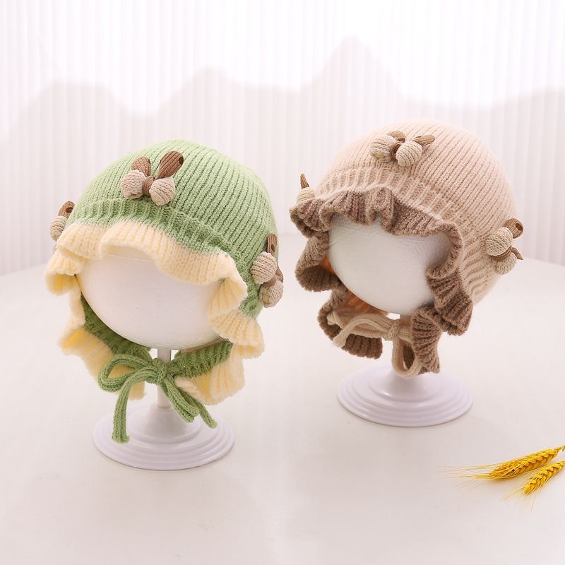 Chapeaux pour enfants, chapeau d'hiver pour bébé, double épaisseur, chaud, cache-oreilles de princesse, mignon papillon_voghion.com