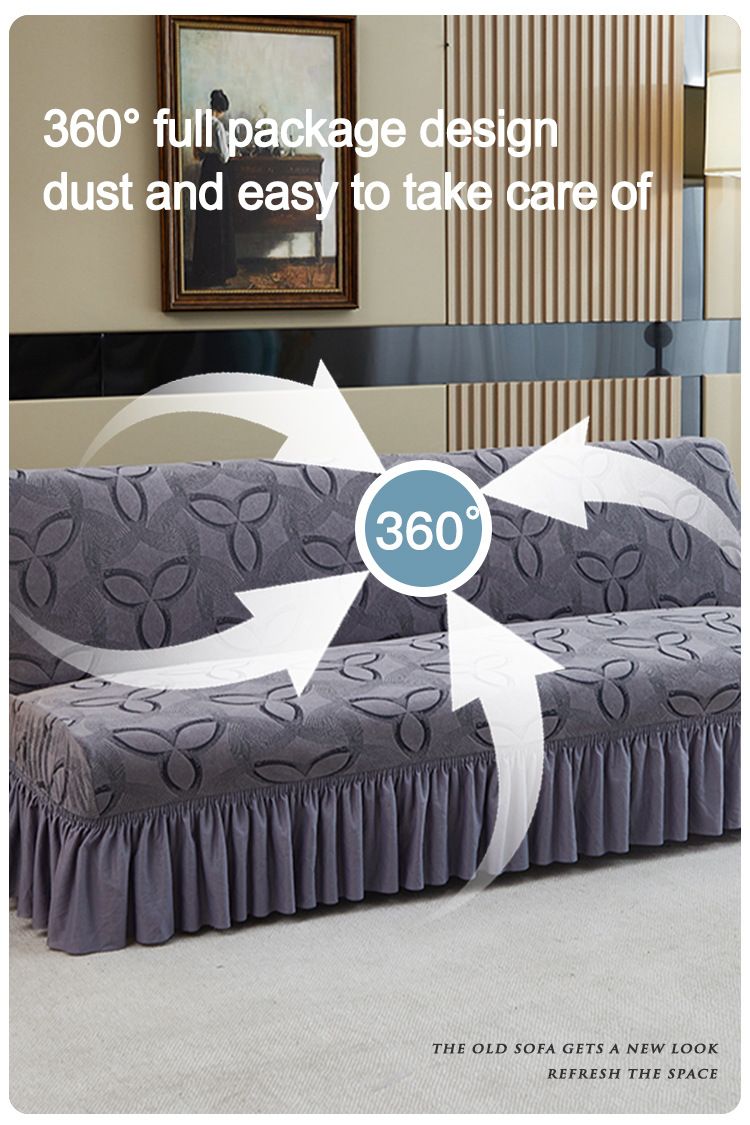 Thickened Armless Sofa Cover - Full Elastic Wrap For 160-220cm Couches, Foldable Dustproof Design, Breathable Polyester Fabric_voghion.com