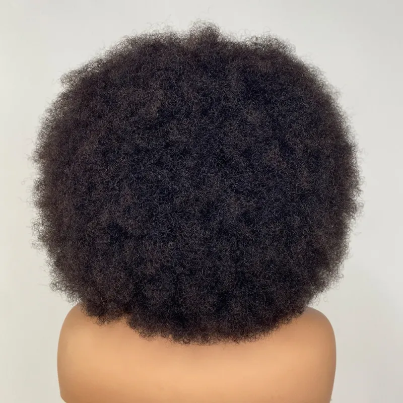 Short Afro Kinky Curly Human Hair Wig Black Women Full Machine Made Bob Pixie Cut Cheap_voghion.com