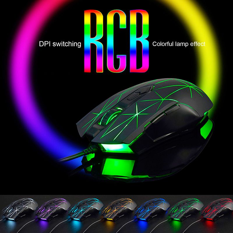 Xinweiqing Wired 7 Backlight DPI Adjustable Professional E-sport Gaming USB Mouse for Computer_voghion.com