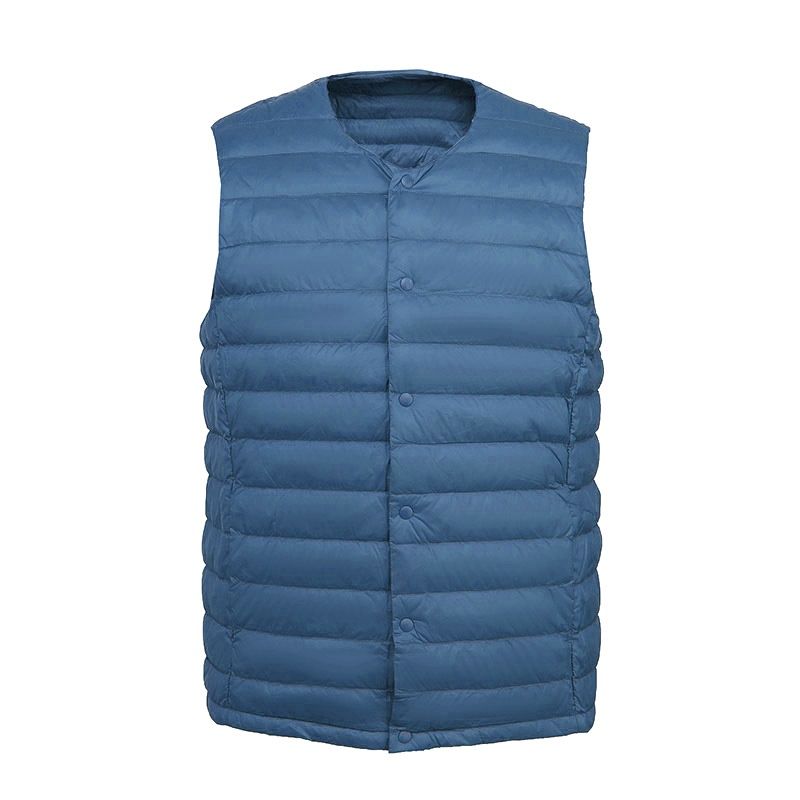 Gilet sans manches léger en duvet pour homme Cove Wholesale, gilet d'extérieur, grandes tailles, sans col, col rond, court, ultra-fin_voghion.com