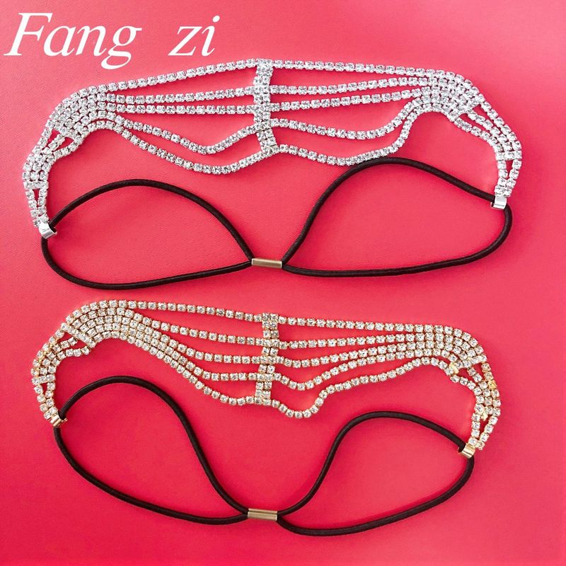 Nuova tendenza semplice moda fascia copricapo da sposa per le donne elastico multistrato fascia copricapo strass_voghion.com