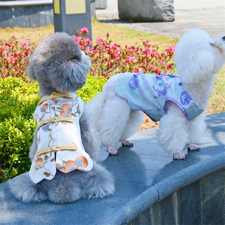 Robe pour animal de compagnie, costume Tang, tenue de Nouvel An de style chinois pour chat et chien, vêtements pour bichon et poméranien_voghion.com