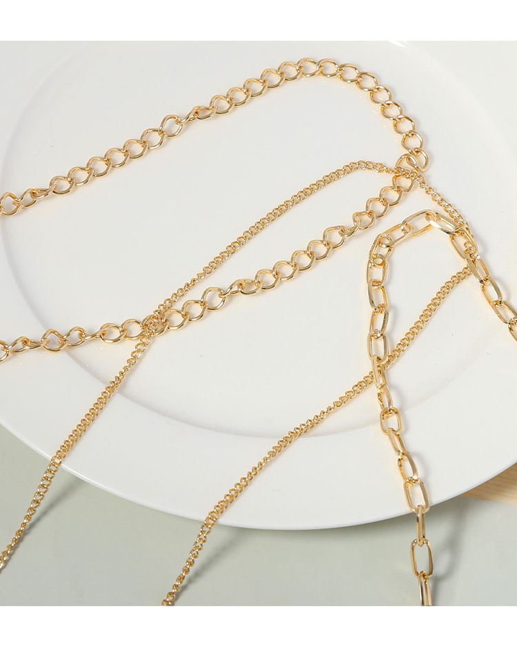 Temperamento barocco francese set di tre pezzi collana di metallo irregolare collana in stile ins design di nicchia femminile senso luce lusso_voghion.com