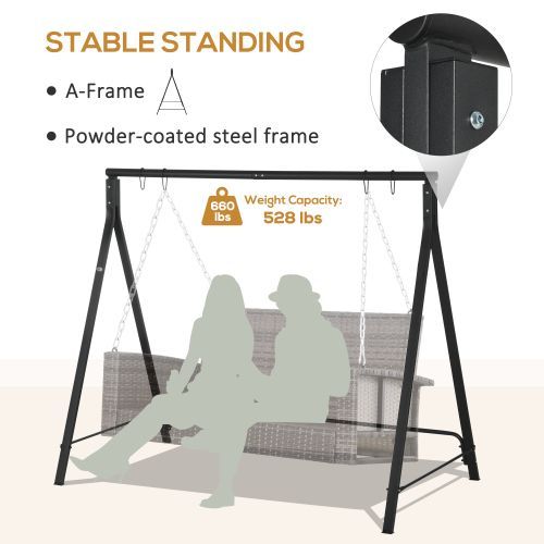 Outsunny Metal Porch Swing Stand, Heavy Duty Swing Frame, Hanging Chair Stand Only, 528 LBS Weight Capacity, For Backyard, Patio, Lawn, Playground, Black_voghion.com