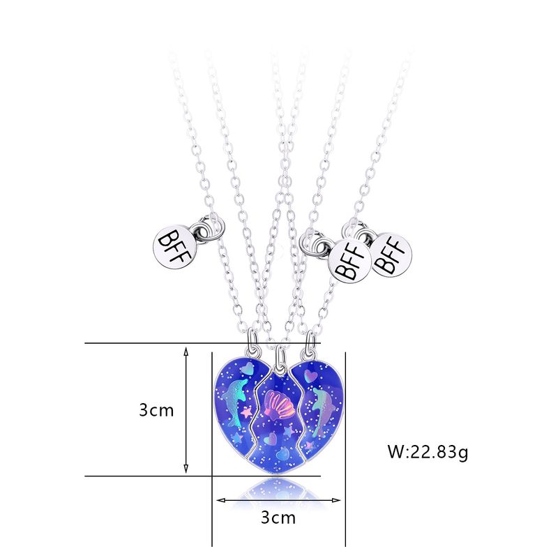 Collana per bambini con conchiglia di delfino e gocce di olio, tre pezzi, ciondolo magnetico creativo, set di giunzioni d'amore_voghion.com