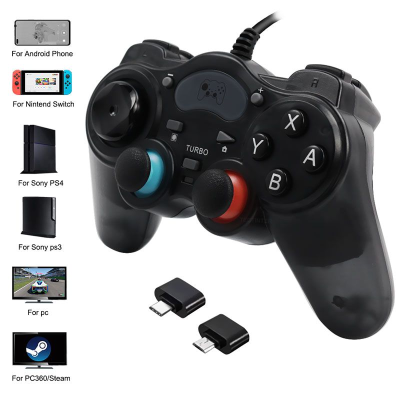 7v1 kabelový herní ovladač pro PC Gamepad pro PS3/PS4/PC360 Android Joystick s OTG převodníkem pro Switch NS podpora Steam Games_voghion.com