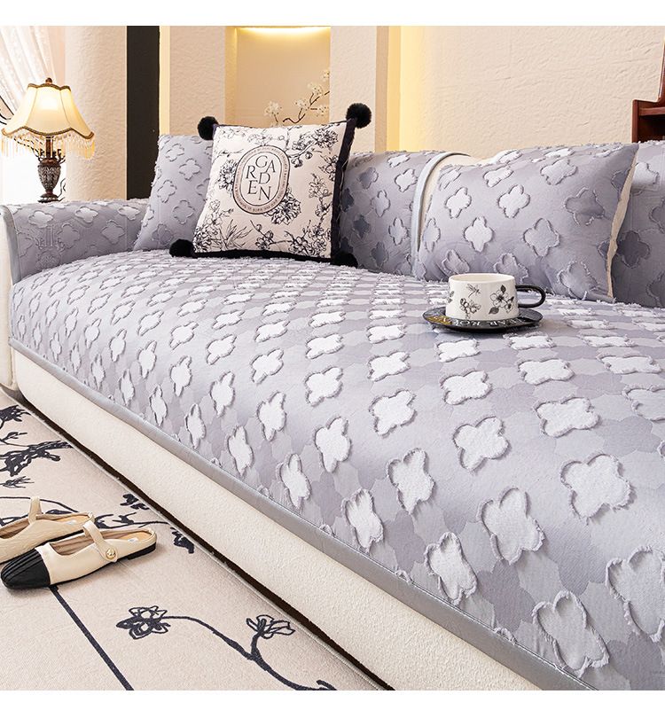 Housse de coussin de canapé en chenille – Protection personnalisable et résistante aux chats pour canapés sectionnels (motif géométrique, envers antidérapant)_voghion.com