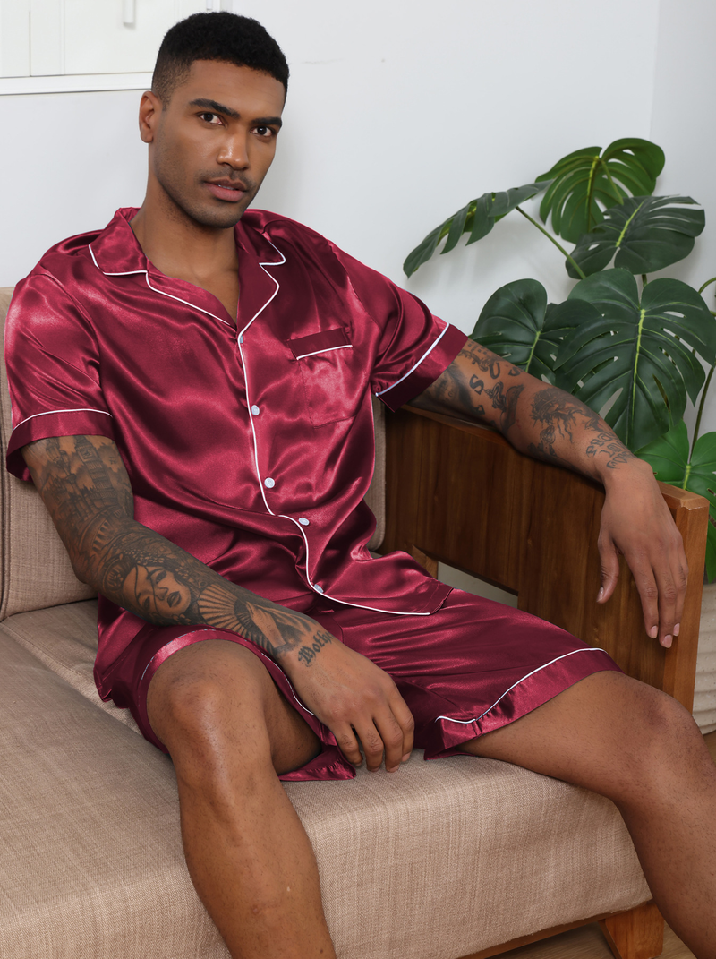 Pantalones finos de manga corta para hombre, ropa de hogar, color primavera, seda Ding, dos conjuntos_voghion.com