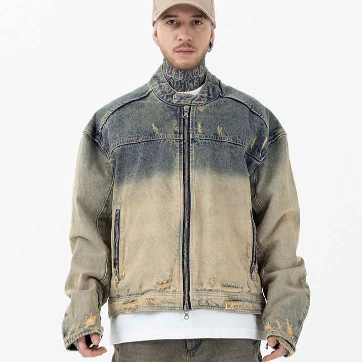 Männerkleeder Hierscht a Wanter 2024 Nei Produkter Schwéier Wäsch Al Beschiedegt Reißverschluss Casual Retro Jeansjacket Moud Männer_voghion.com