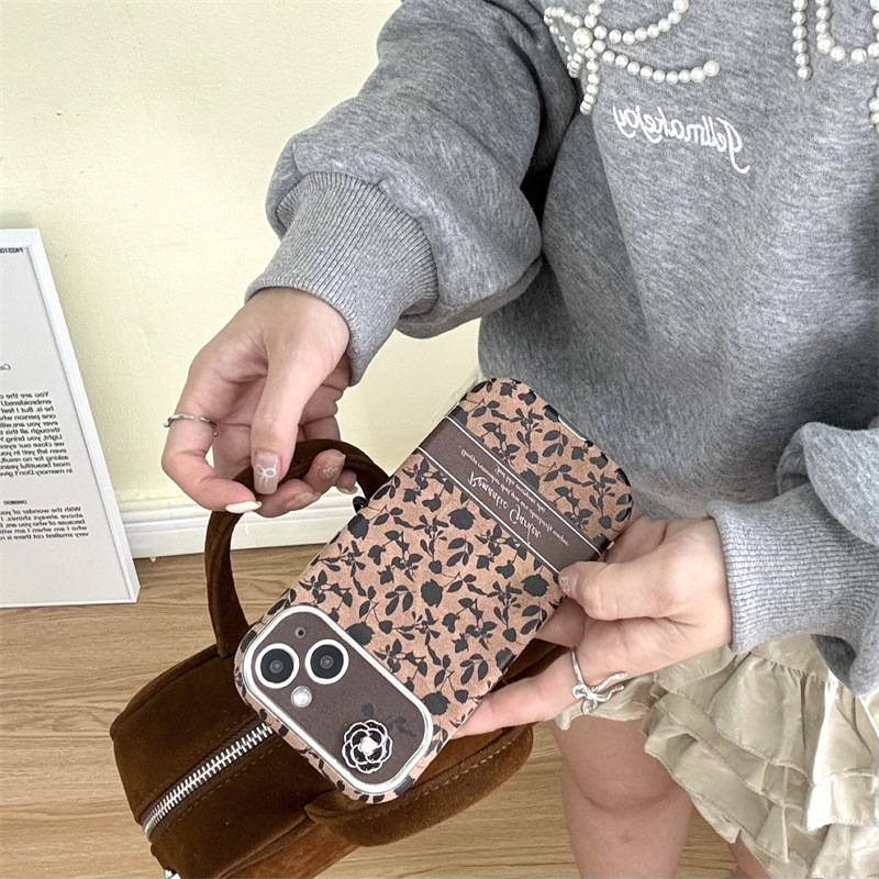 Custodia Retro Rose iPhone 16pro Applicabile Grande Foro iPhone 13 Copertura Completa 14promax Pelle_voghion.com