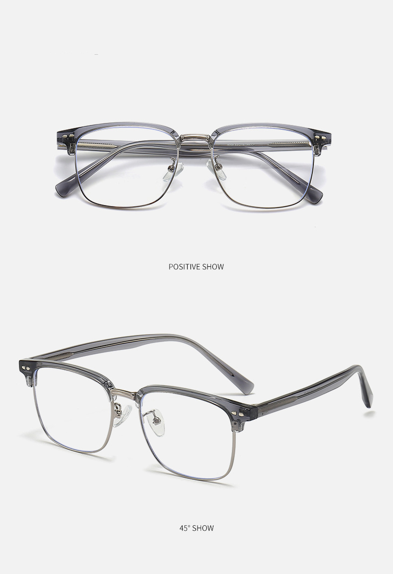 Occhiali da vista da uomo, nuovi occhiali da vista retrò da uomo, con montatura quadrata e lenti a specchio piatte in metallo, anti luce blu._voghion.com