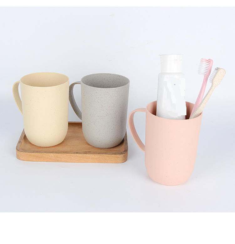Eco-Friendly Wheat Straw Mug With Handle - Single Ear Toothbrush Cup For Students & Couples_voghion.com