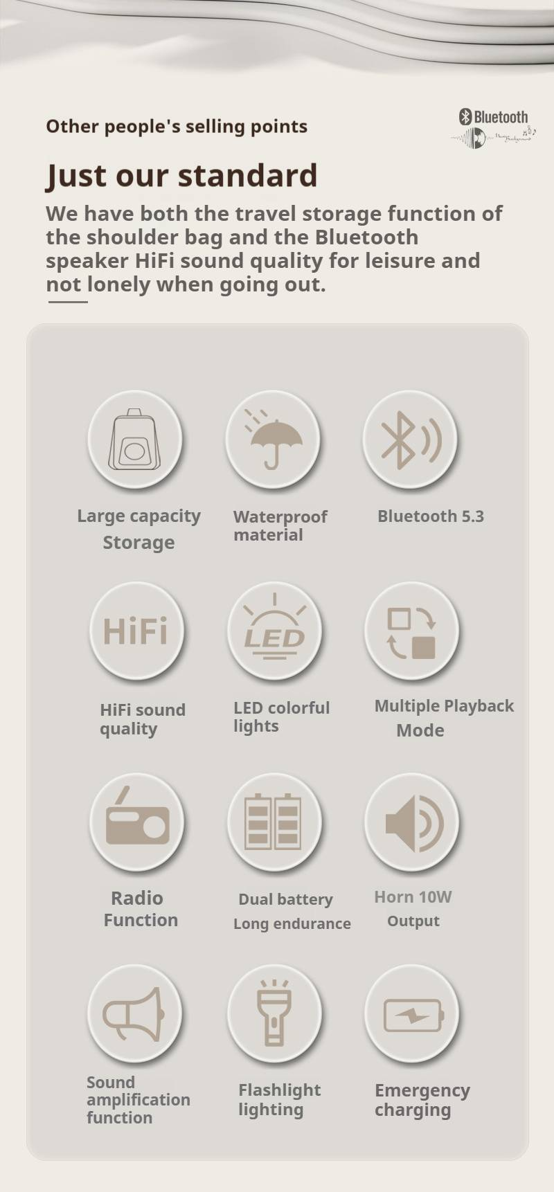 Muti-function Bodypack Bag Bluetooth Speaker Waterproof Battery LED Lights Radio Audio Amplifier Flashlight Charger Work Leisure Best Gift 03_voghion.com