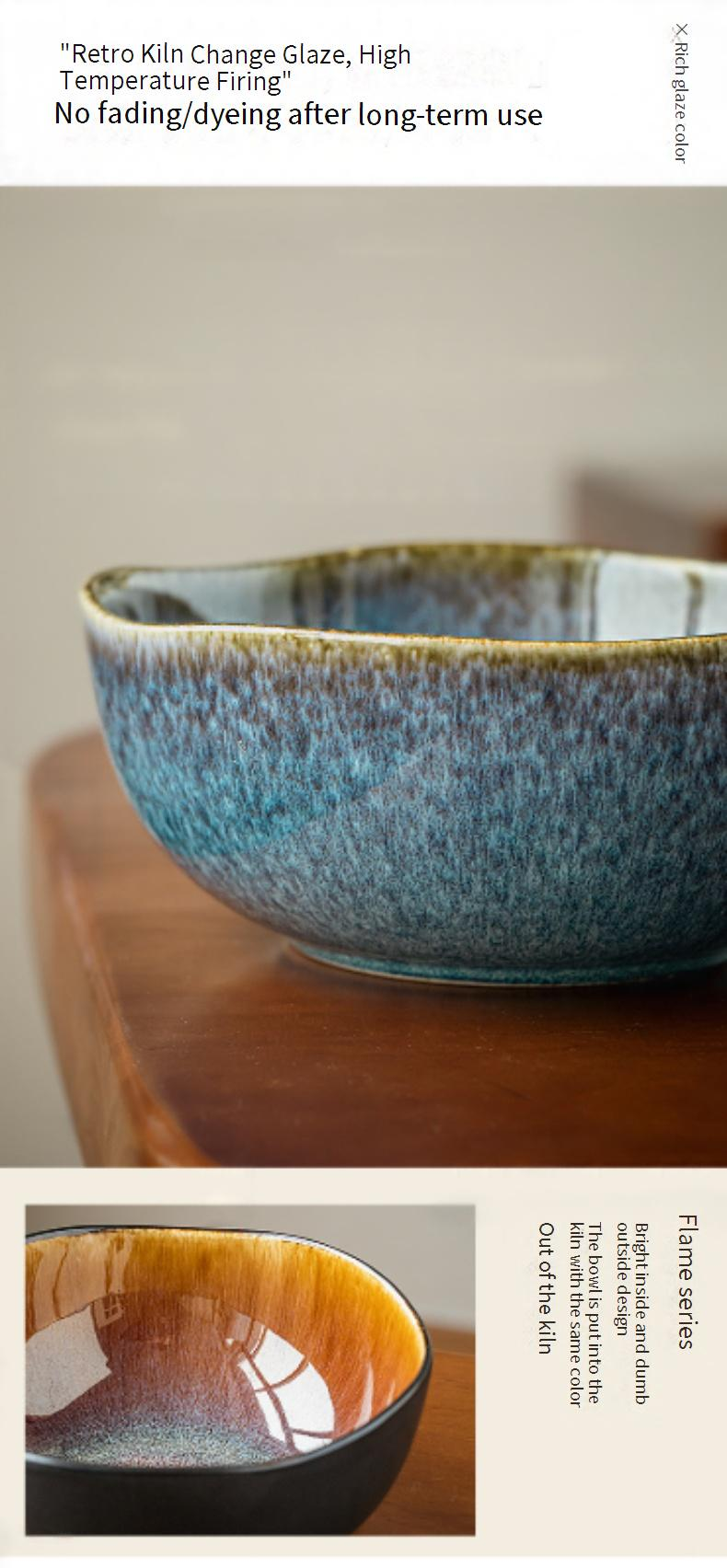 Yunmeng Kiln Changed 6.5 Inch Special Shaped Noodle Bowl Ceramic Fruit Bowl High End Restaurant Special Tableware_voghion.com