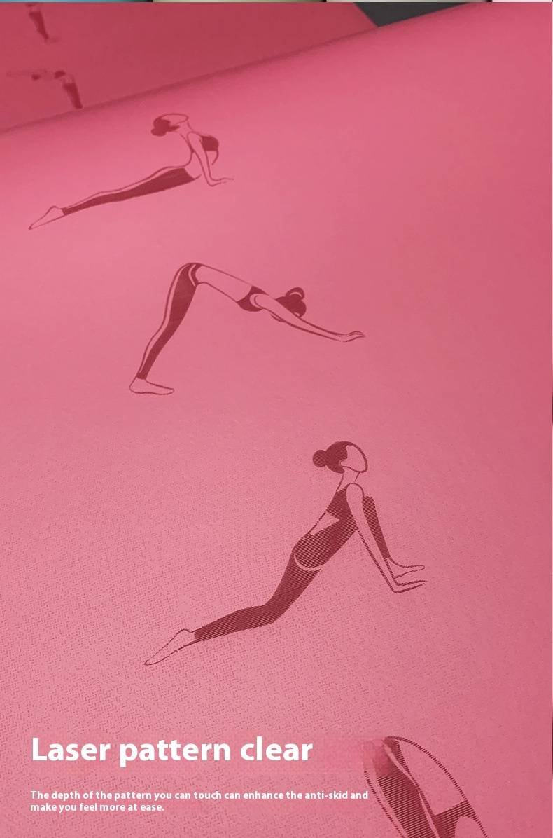 Tappetino da yoga in gomma naturale PU con saluto al sole, antiscivolo, per lo sport e il fitness, linea di postura, per la casa, spesso e resistente._voghion.com