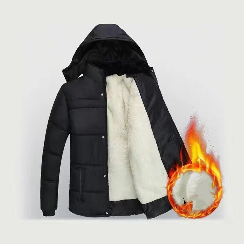 Giacca invernale da uomo foderata in pile – Cappotto in misto poliestere-cotone pesante con fodera interna staccabile (bianco/grigio/marrone chiaro, L-3XL)_voghion.com