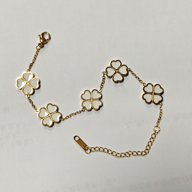 Four Leafs Clover Chain Bracelet,heart Chain Bracelet,18K Gold Plated Bracelet For Women,Jewelry Gifts For Women_voghion.com