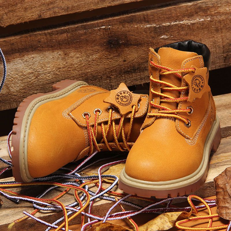 Kids' Leather Ankle Boots - Unisex British Style Martin Boots For Boys & Girls, Non-Slip Rubber Sole, Adjustable Straps (Velcro & Lace-Up Options)_voghion.com