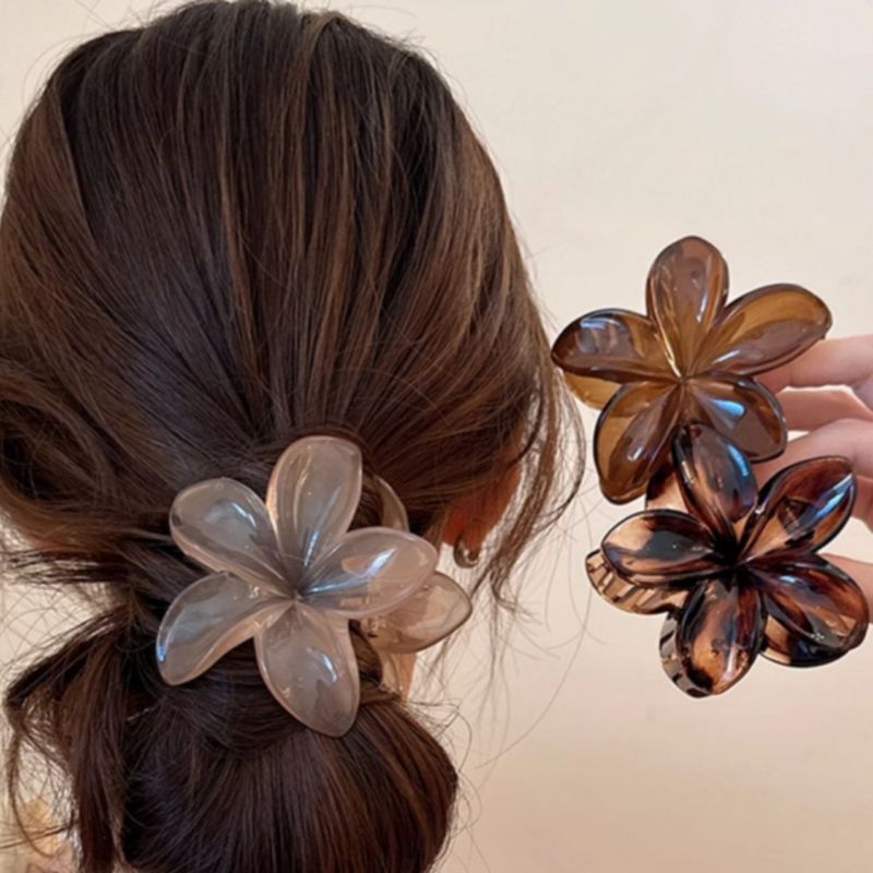 3 fermagli per capelli da donna a forma di fiore, a forma di sirena laser, da 8 cm/3,15 pollici, di grandi dimensioni, in plastica leggera marrone beige, alla moda e_voghion.com