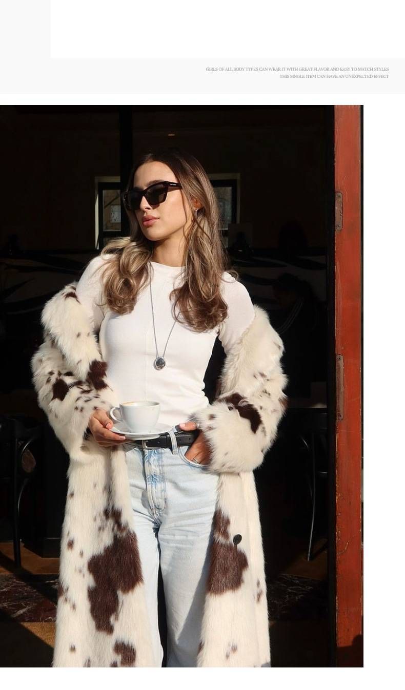 Women's Clothing Autumn And Winter New Leopard Print Imitation Fur Coat Long Fashionable Women's Coat_voghion.com