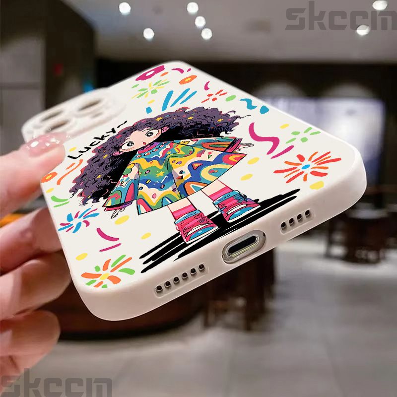 Cute Cartoon Little Girl Printed Silicone Case For Samsung Galaxy S25 Ultra S24 Plus S23 S22 S21 S20 FE A55 A54 A15 A35 Cover_voghion.com