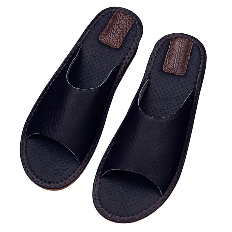 Ciabatte in pelle di vacchetta di qualità imbattibile per coppie, antiscivolo per pavimenti, adatte per la camera da letto estiva, nuove scarpe da casa in stile europeo._voghion.com