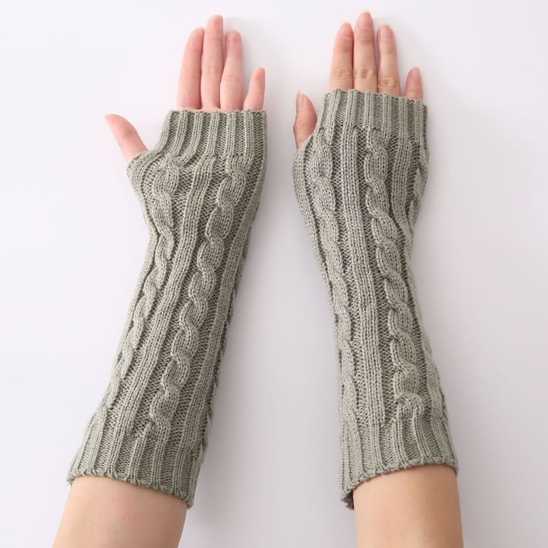 30 cm Fried Dough Twists Handschuhe Neue Herbst Winter Männer und Frauen Mittellange Strickwolle Warmer Tau Halbfingerarm_voghion.com