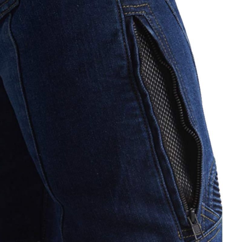 Jeans da motociclista: pantaloni in denim elasticizzato dal taglio dritto con protezione per le ginocchia, comfort di guida per tutte le stagioni, per uomo e donna_voghion.com