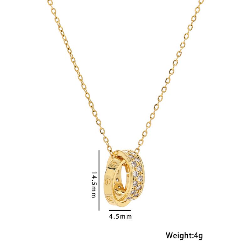 Double Layer Circle Cross Necklace - Micro Inlaid Zircon, Light Luxury Pendant For Girls (Simple Personality Design)_voghion.com