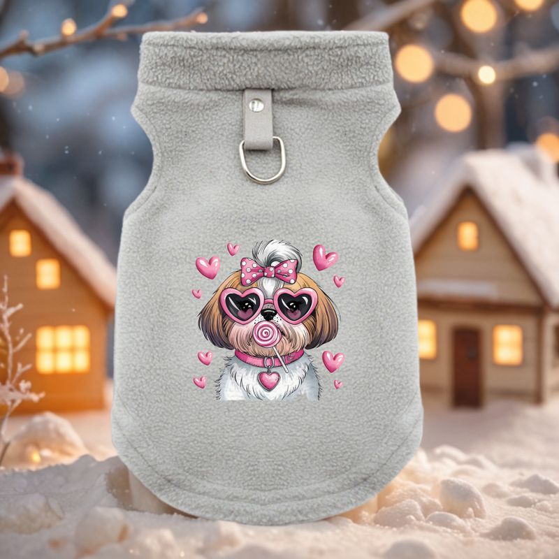 Chaqueta de invierno para perro GOODVERY: suave forro polar con un bonito diseño de corazón y cara de cachorro, chaleco cálido de invierno para bulldog francés, pug y chihuahua._voghion.com