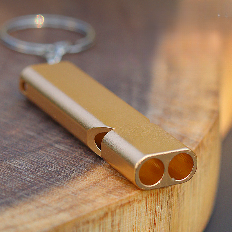 Outdoor High Flat Aluminum Alloy Frequency Survival Whistle Dual Tube Portable Gear EDC Tool_voghion.com