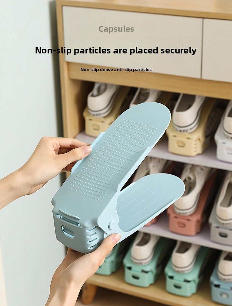 Adjustable Cabinet Storage Artifact Plastic Double-layer Rack Simple Household Integrated Shoe Holder Foldable_voghion.com