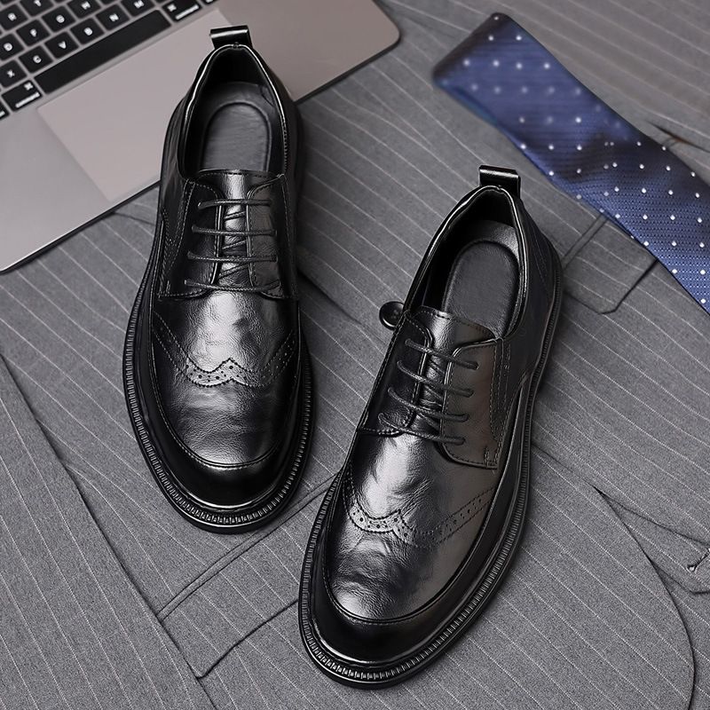 Euro Step Brogue Leder für Herren, Herbst und Winter, formelle Business-Casual-Anzüge im britischen Stil, hochwertige braune Hochzeits- und Bräutigamschuhe_voghion.com
