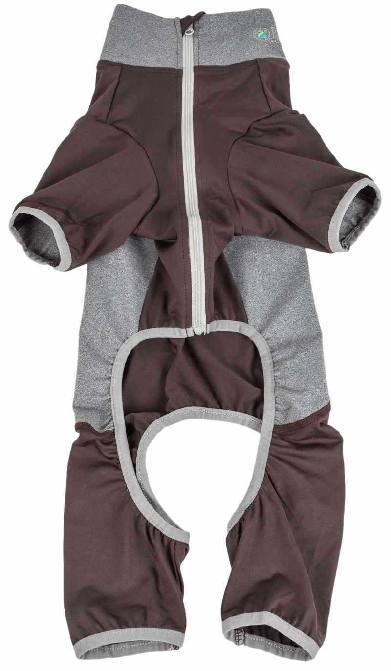 Pet Life Active 'Warm-Pup' Heathered Performance 4-Way Stretch Two-Toned Full Body Warm Up_voghion.com