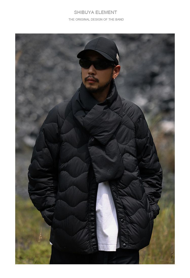 Stylish Retro Velvet-Trim Down Jacket For Men – Lightweight 90% Down Fill, Belted Waist & Collarless Design (Black/Brown/Army Green)_voghion.com